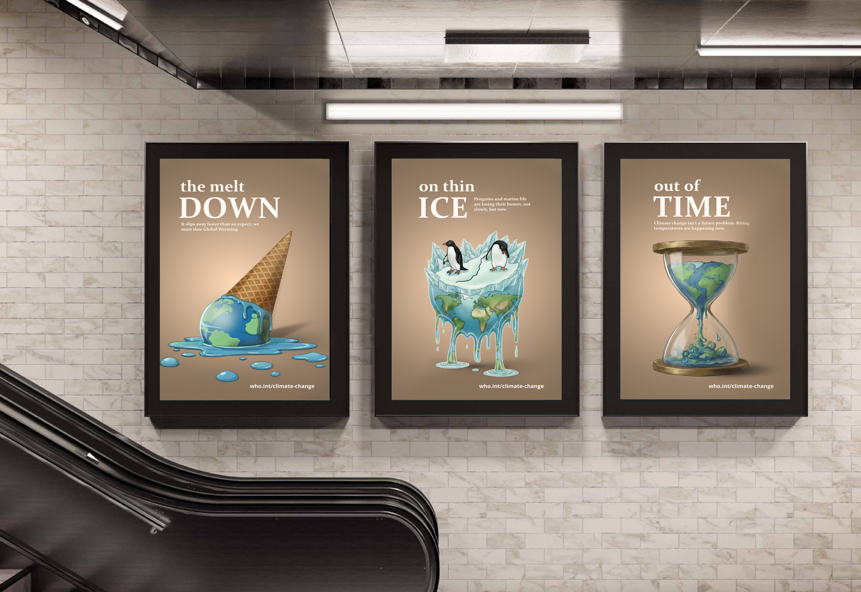 Act for Tomorrow posters displayed in a subway station