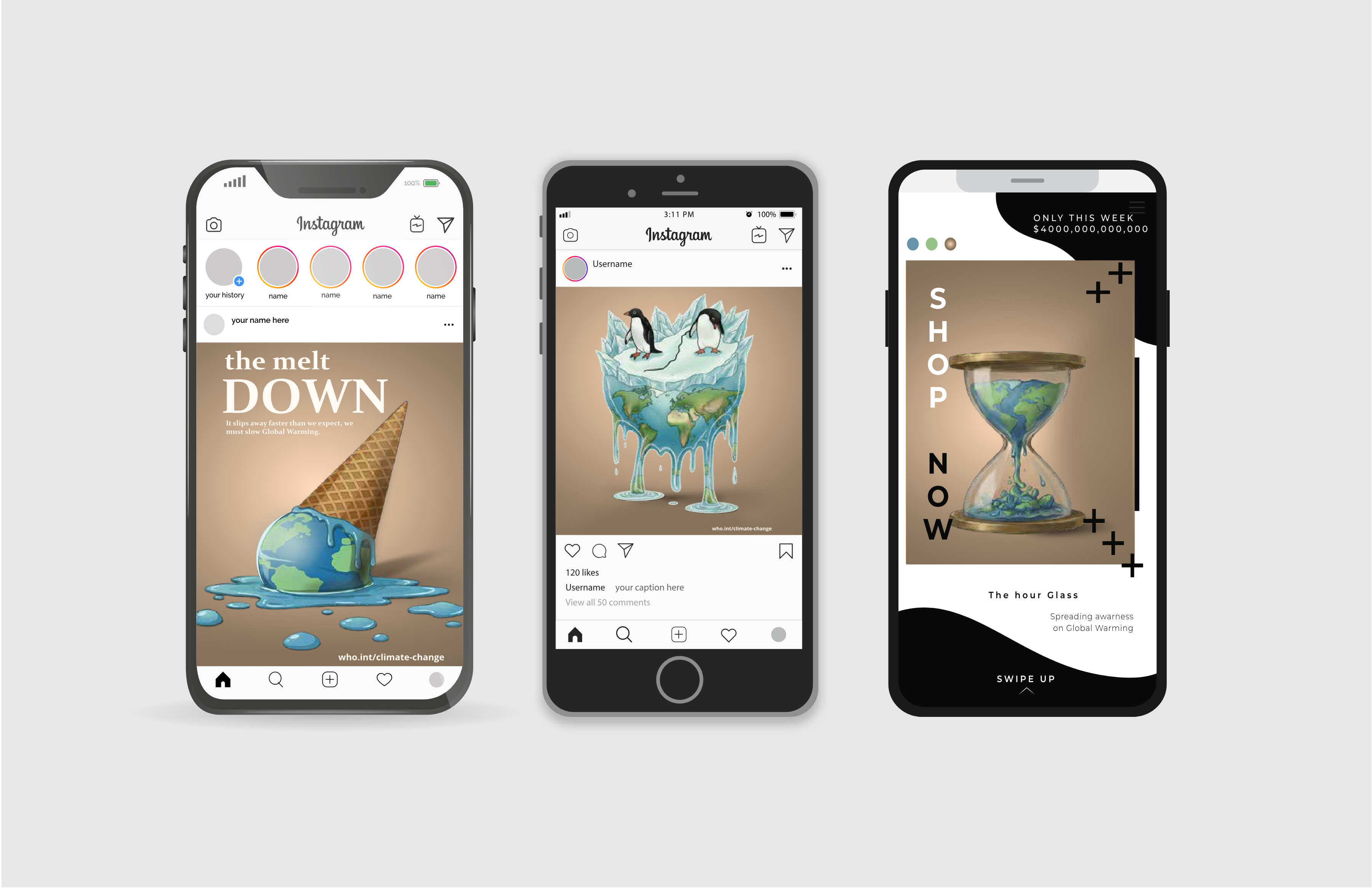 Act for Tomorrow campaign applied to social media phone mockups