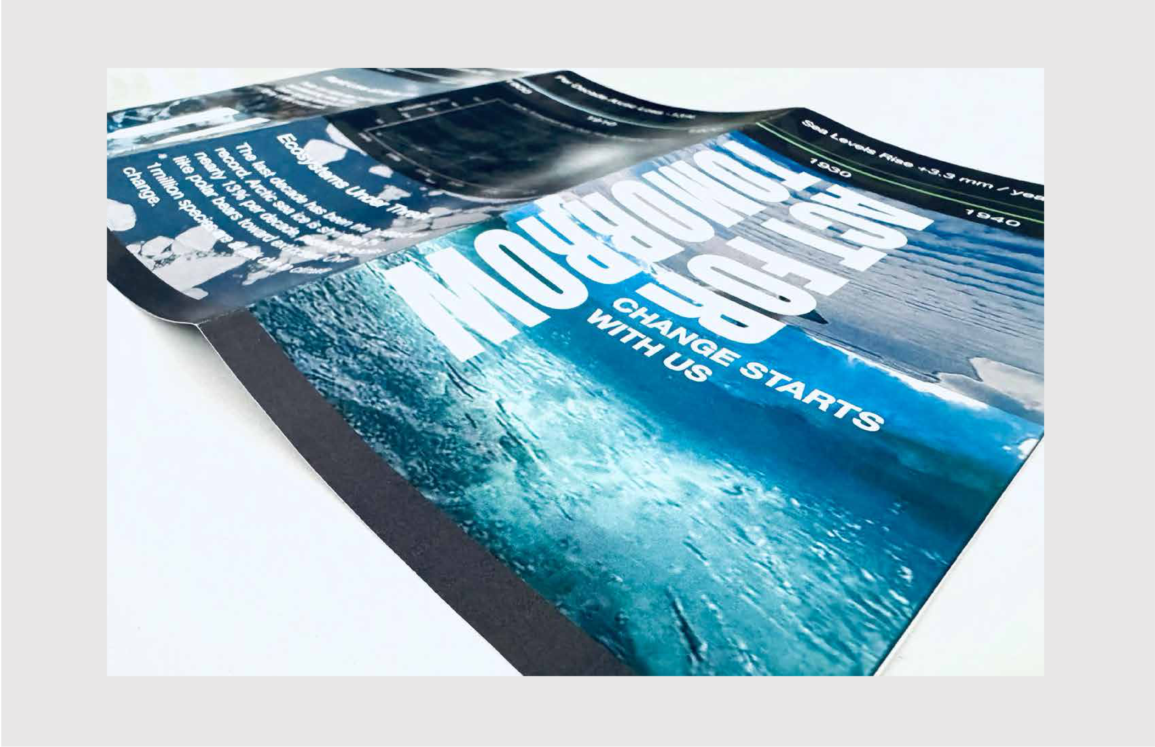 Printed brochure mockup showing the Act for Tomorrow cover