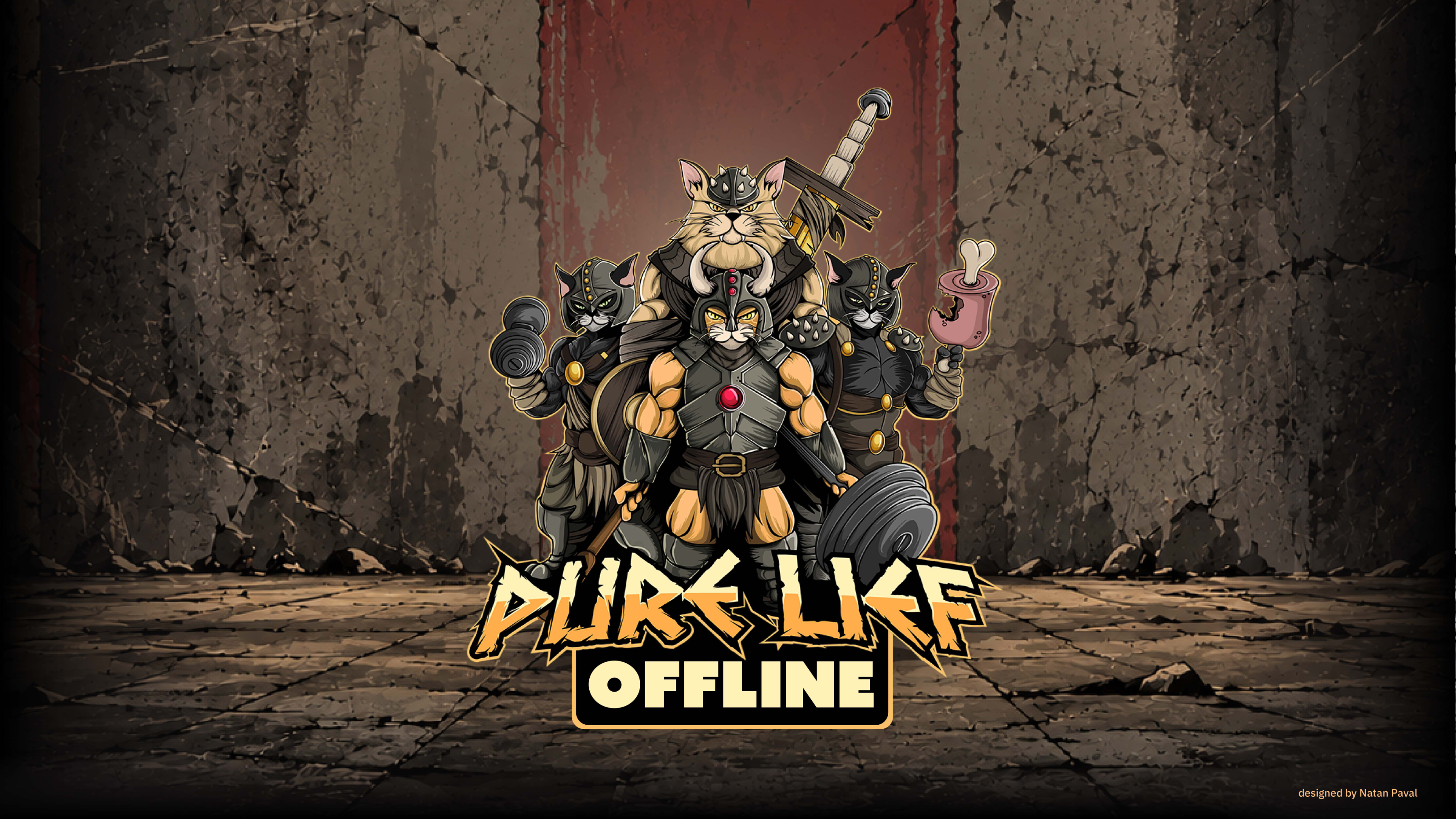 PURE LIEF Offline stream graphic with warrior cat characters and wordmark
